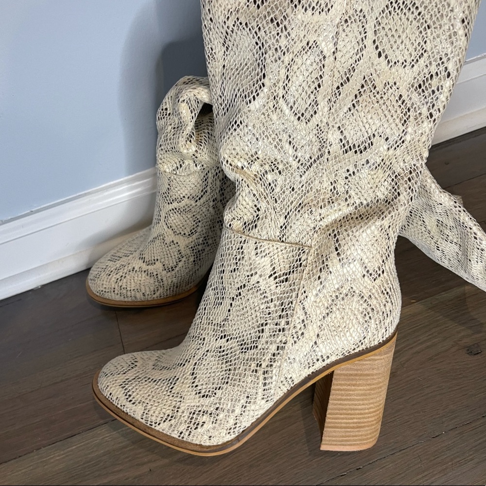 Over-Knee Faux Snake Print Boots